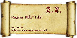 Rajna Máté névjegykártya