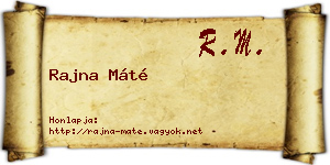 Rajna Máté névjegykártya